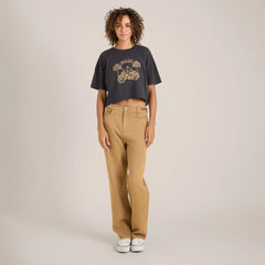 Moto Skele Boxy Crop Premium Tee - Faded Black